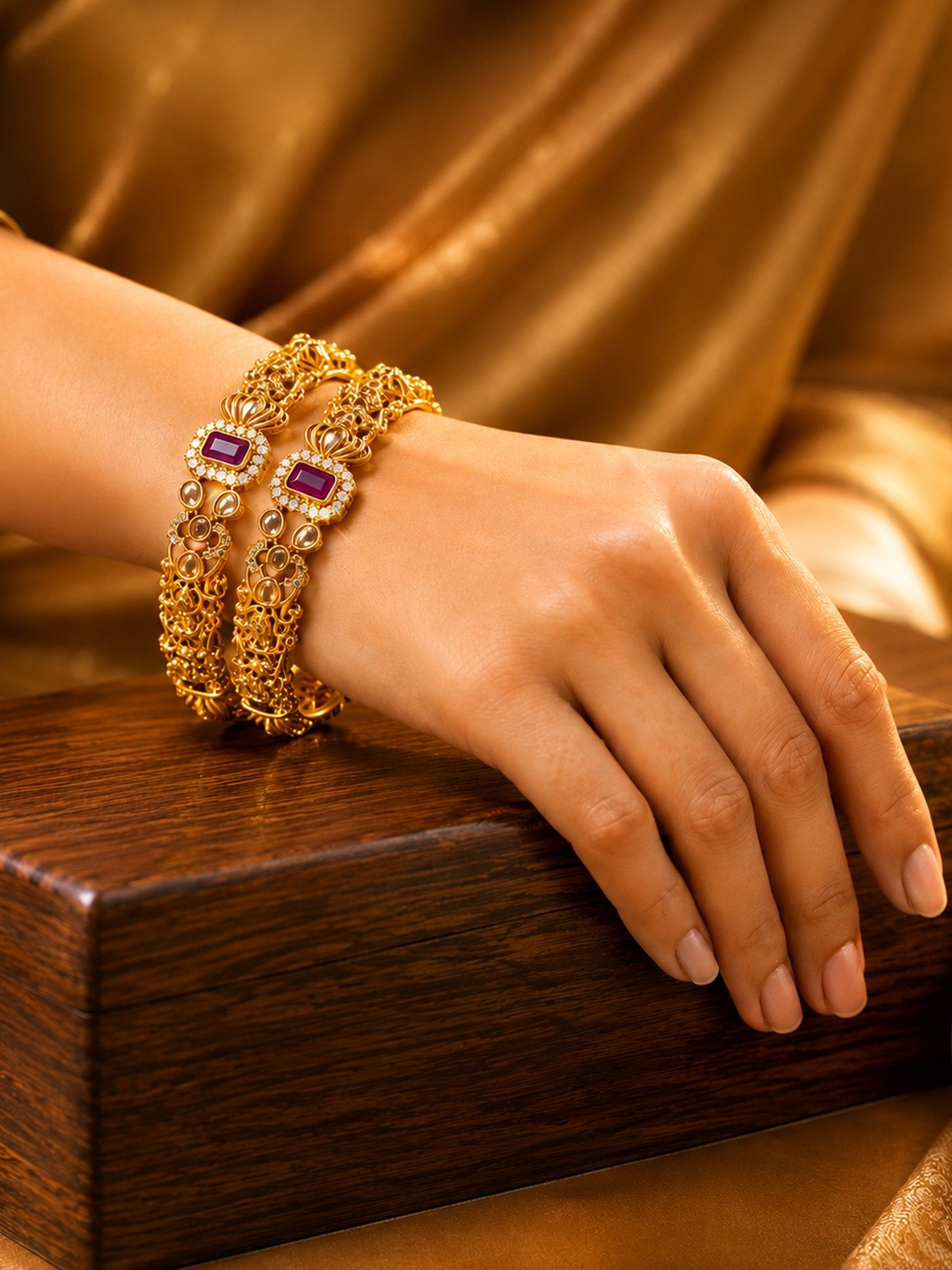 CZ Matte Finish Kada Bangles D499652D